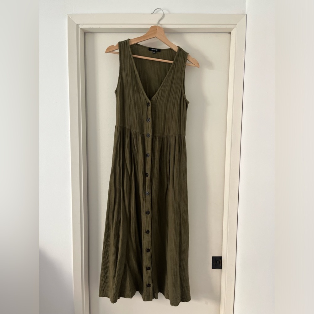 MADEWELL Lightspun Button Front Midi Dress Womens Size XXS